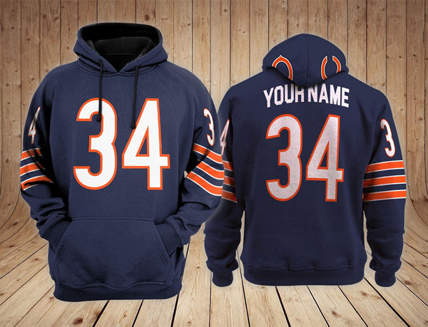 Men's Chicago Bears Active Player Blue Performance Pullover Hoodie