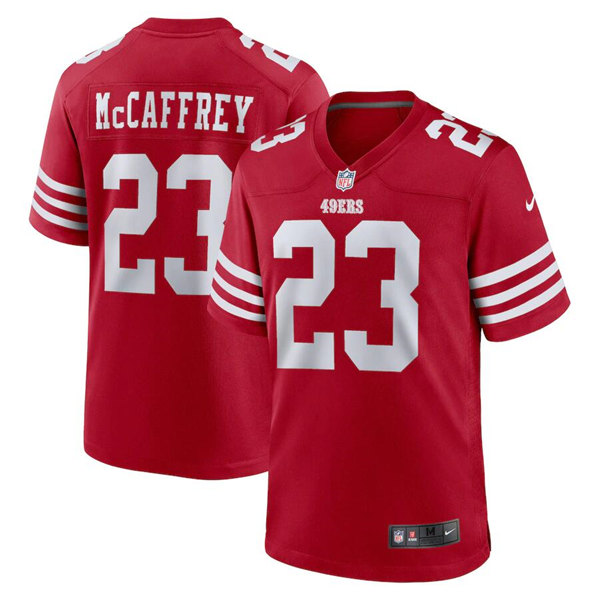 Men's San Francisco 49ers #23 Christian McCaffrey Red 2022 Stitched Game Jersey