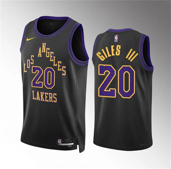 Men's Los Angeles Lakers #20 Harry Giles Iii Black 2023/24 City Edition Stitched Basketball Jersey