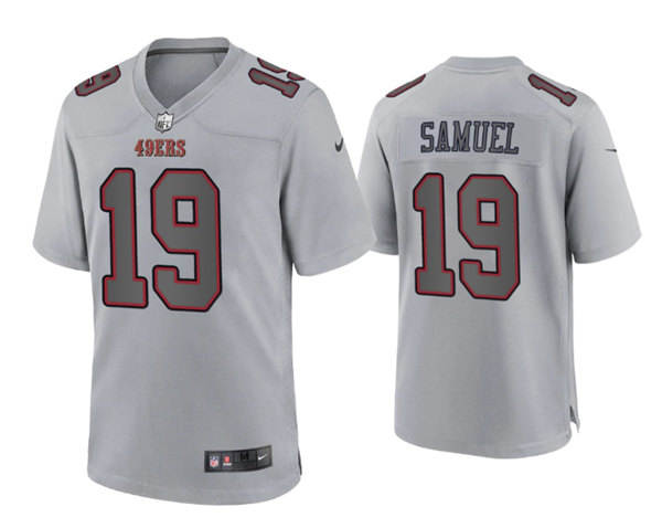 Men's San Francisco 49ers #19 Deebo Samuel Gray Atmosphere Fashion Stitched Game Jersey
