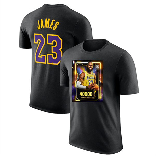 Men's Los Angeles Lakers #23 LeBron James Black T-Shirt