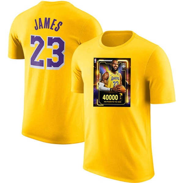 Men's Los Angeles Lakers #23 LeBron James Yellow T-Shirt