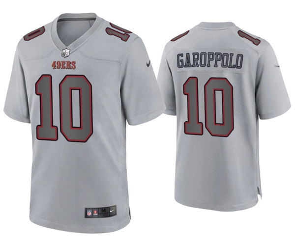 Men's San Francisco 49ers #10 Jimmy Garoppolo Gray Atmosphere Fashion Stitched Game Jersey