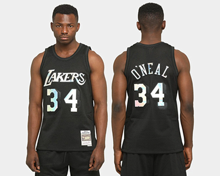 Men's Los Angeles Lakers #34 Shaquille O'Neal Black Stitched NBA Jersey