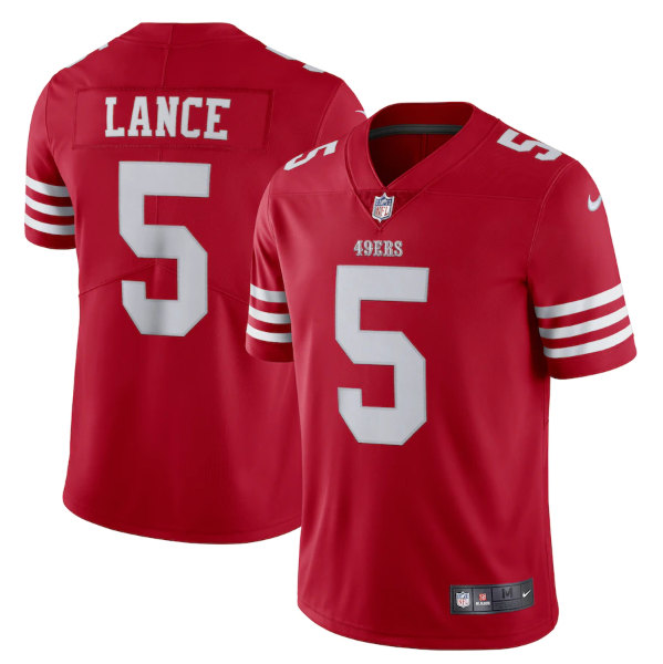 Men's San Francisco 49ers #5 Trey Lance 2022 New Scarlet Vapor Untouchable Limited Stitched Football Jersey