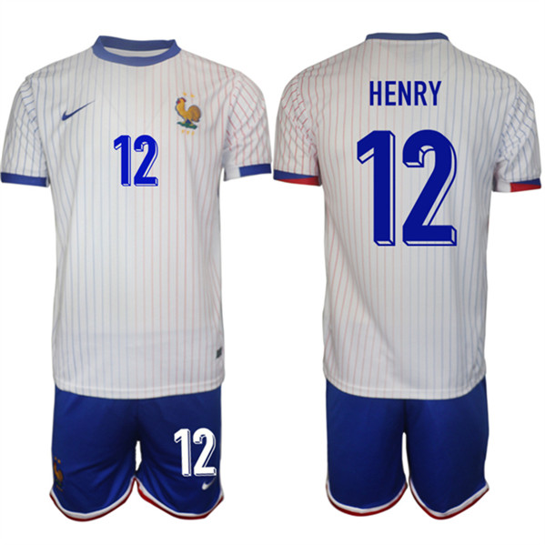 Men's France #12 Henry White 2024-25 Away Soccer Jersey Suit