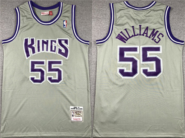 Men's Sacramento Kings #55 Jason Williams Gray 2000-01 Throwback Stitched Jersey