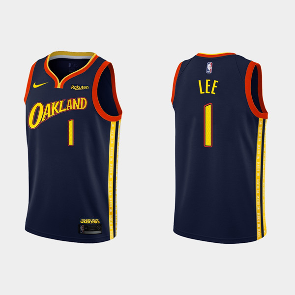 Men's Golden State Warriors #1 Damion Lee 2020-21 City Edition Navy Stitched NBA Jersey
