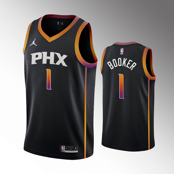 Men's Phoenix Suns #1 Devin Booker Balck Stitched Basketball Jersey