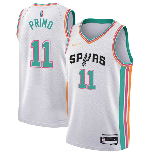 Men' San Antonio Spurs #11 Joshua Primo White City Edition Stitched Jersey