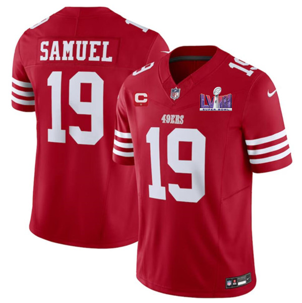 Men's San Francisco 49ers #19 Deebo Samuel Red 2024 F.U.S.E. Super Bowl LVIII Patch And 1-star C Patch Vapor Untouchable Limited Football Stitched Jersey