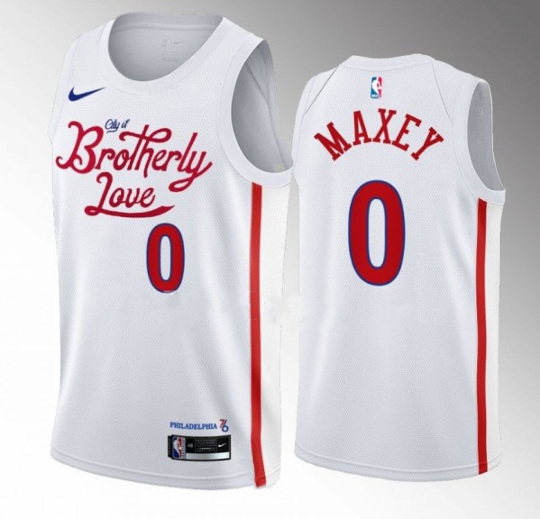 Men's Philadelphia 76ers #0 Tyrese Maxey White 2022/23 City Edition Stitched Basketball Jersey