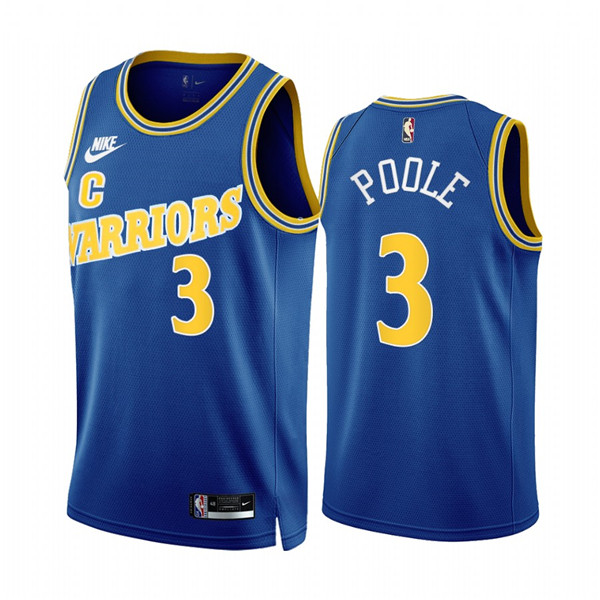 Men's Golden State Warriors #3 Jordan Poole 2022/23 Royal Classic Edition Stitched Basketball Jersey