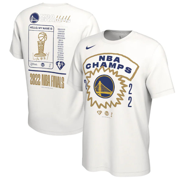 Men's Golden State Warriors 2021-2022 White NBA Finals Champions Roster T-Shirt