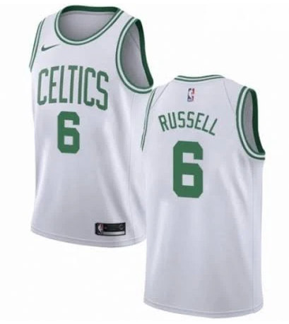 Men's Boston Celtics #6 Bill Russell White Stitched Jersey