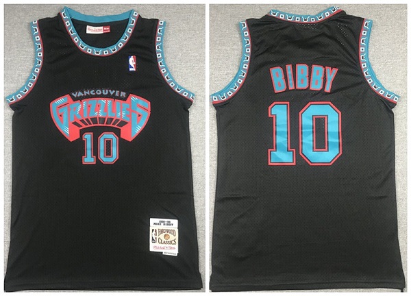 Men's Memphis Grizzlies #10 Mike Bibby Black 1998-99 Throwback Stitched Jersey