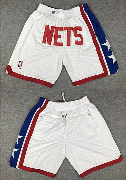 Men's Brooklyn Nets Retro White Shorts (Run Smaller)