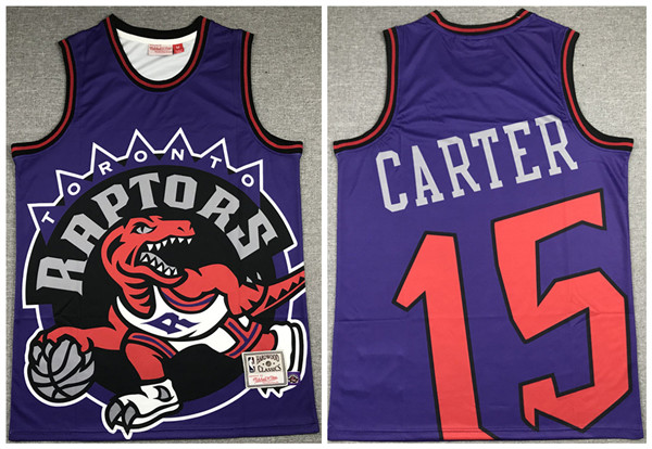 Men's Toronto Raptors #15 Vince Carter Purple Big Face Stitched Jersey