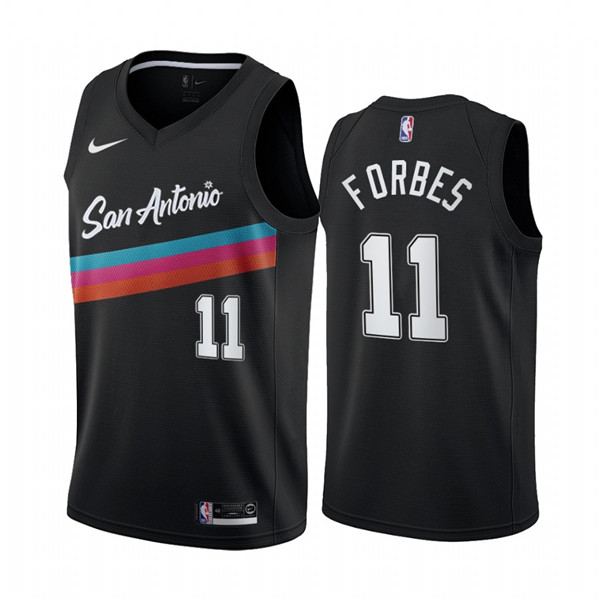 Men's San Antonio Spurs Black #11 Bryn Forbes Black City Edition Fiesta 2020-21 Stitched NBA Jersey
