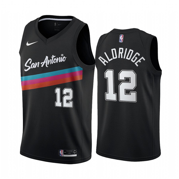 Men's San Antonio Spurs Black #12 LaMarcus Aldridge Black City Edition Fiesta 2020-21 Stitched NBA Jersey