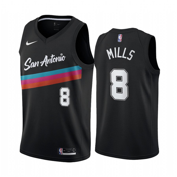 Men's San Antonio Spurs Black #8 Patty Mills Black City Edition Fiesta 2020-21 Stitched NBA Jersey
