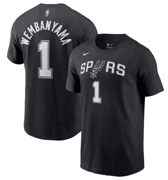Men's San Antonio Spurs #1 Victor Wembanyama Black T-Shirt