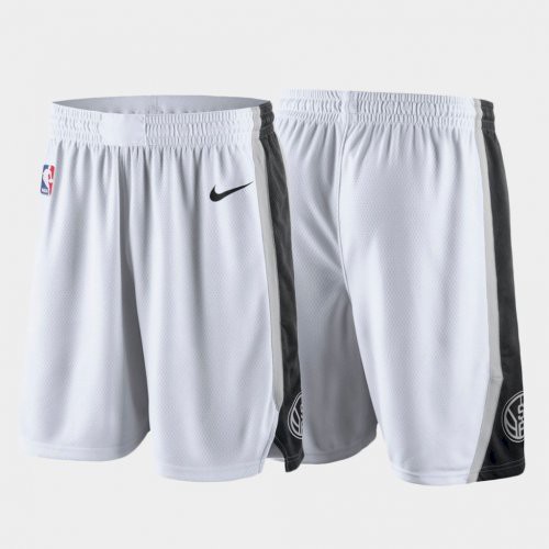 Men' SA Spurs White NBA Shorts (Run Smaller)