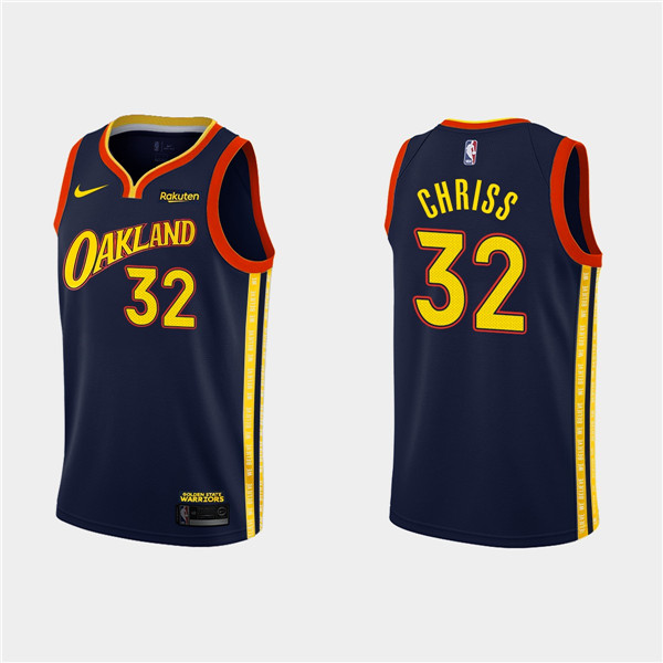 Men's Golden State Warriors #32 Marquese Chriss 2020-21 City Edition Navy Stitched NBA Jersey