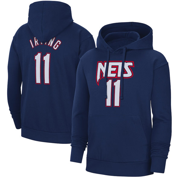 Men's Brooklyn Nets #11 Kyrie Irving 2022 Navy Pullover Hoodie