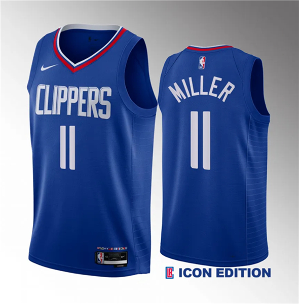 Men's Los Angeles Clippers #11 Jordan Miller Blue 2023 Draft Icon Edition Stitched Jersey