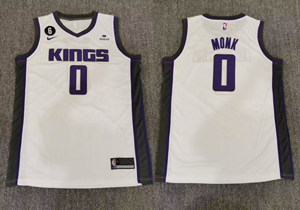 Men's Sacramento Kings #0 Malik Monk White Stitched Jersey
