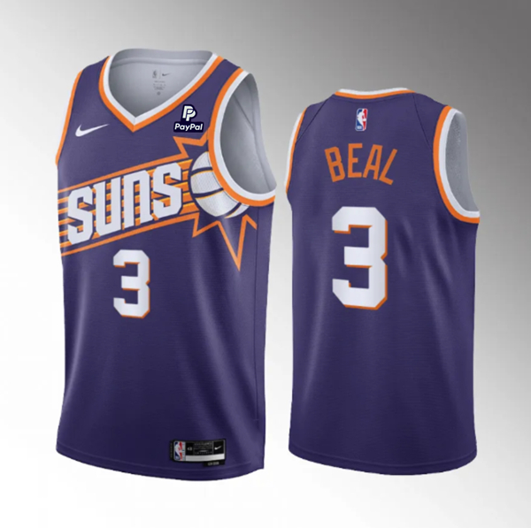 Men's Phoenix Suns #3 Bradley Beal Purple Icon Edition Stitched Basketball Jersey