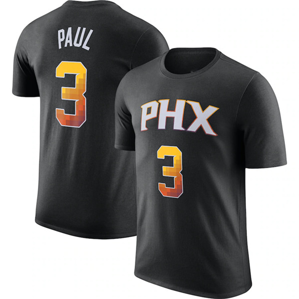 Men's Phoenix Suns #3 Chris Paul Black 2022/23 Statement Edition Name & Number T-Shirt