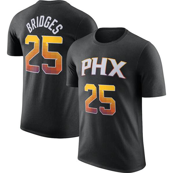 Men's Phoenix Suns #25 Mikal Bridges Black 2022/23 Statement Edition Name & Number T-Shirt