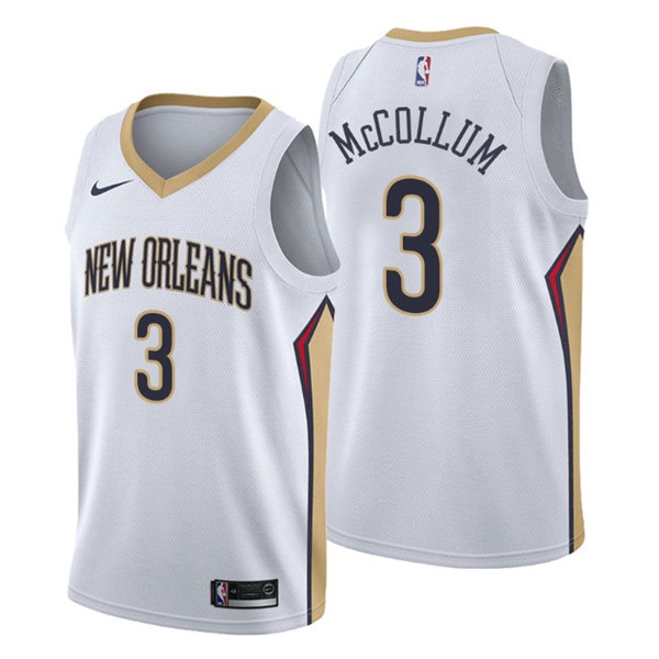 Men's New Orleans Pelicans #3 C.J. McCollum White Swingman Stitched Jersey