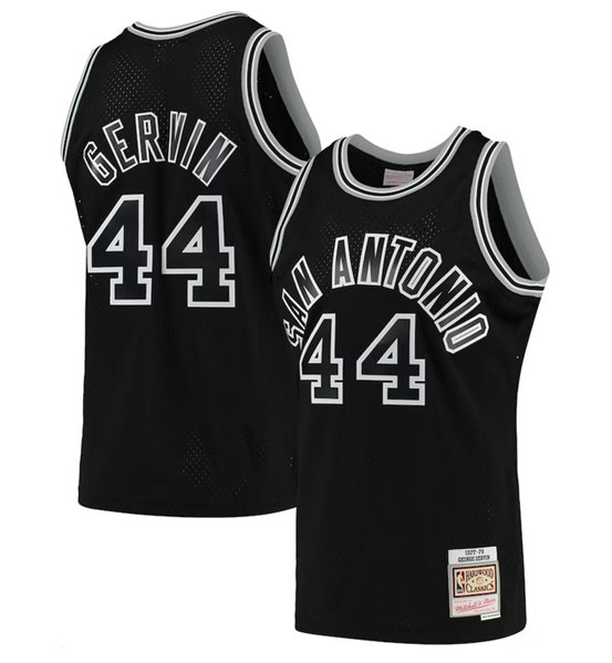 Men's San Antonio Spurs #44 George Gervin Black 1977-78 Hardwood Classics Swingman Stitched Jersey