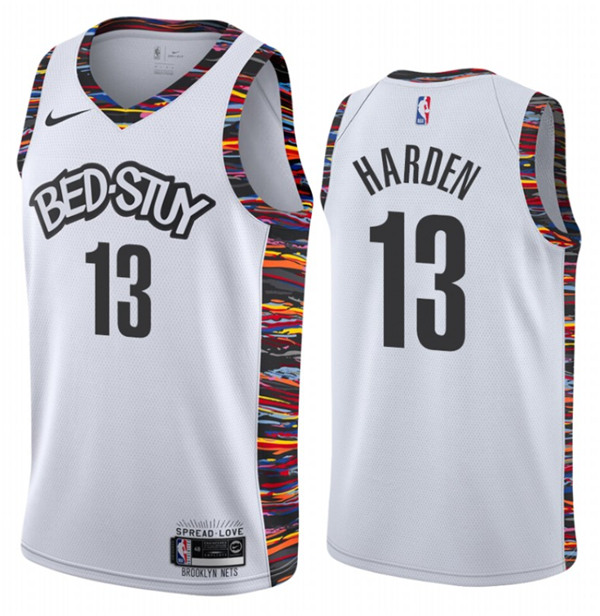 Men's Brooklyn Nets #13 James Harden White 2020-21 Stitched NBA Jersey