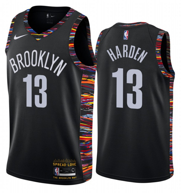 Men's Brooklyn Nets #13 James Harden Black 2020-21 Biggie Music Eidition NBA Jersey