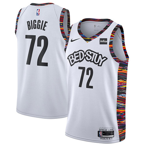 Men's Brooklyn Nets #72 Biggie White 2019 City Edition Stitched NBA Jersey
