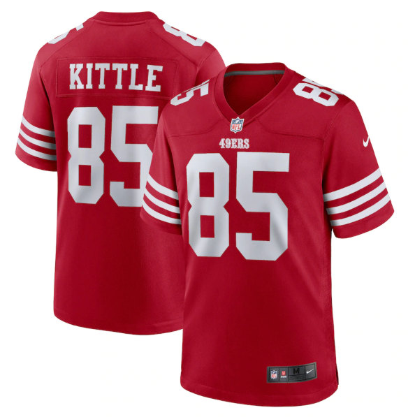 Men's San Francisco 49ers #85 George Kittle 2022 New Scarlet Stitched Game Jersey