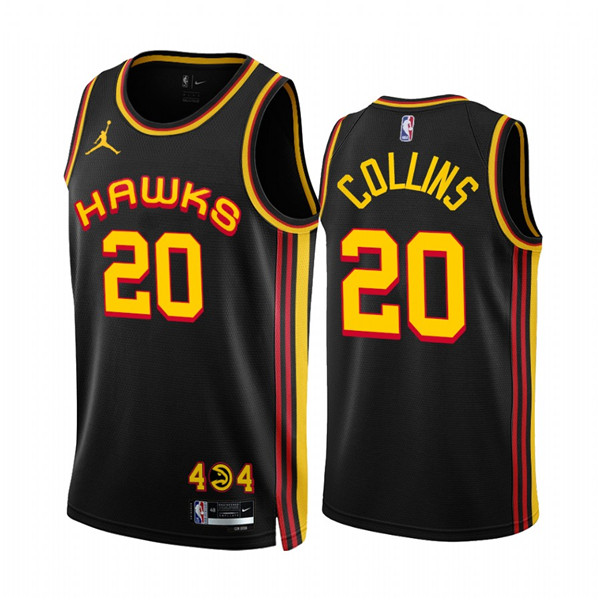 Men's Atlanta Hawks #20 John Collins 2022/23 Black Statement Edition Stitched Jersey