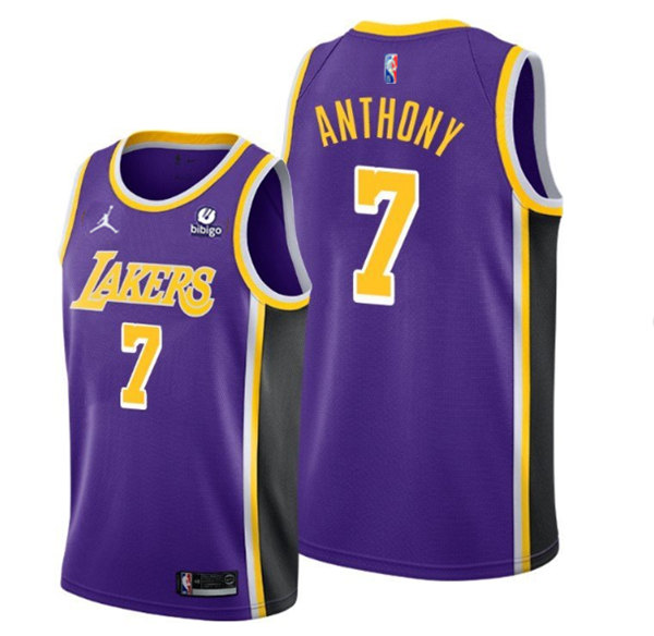Men's Los Angeles Lakers #7 Carmelo Anthony 75th Anniversary Purple Stitched Jersey