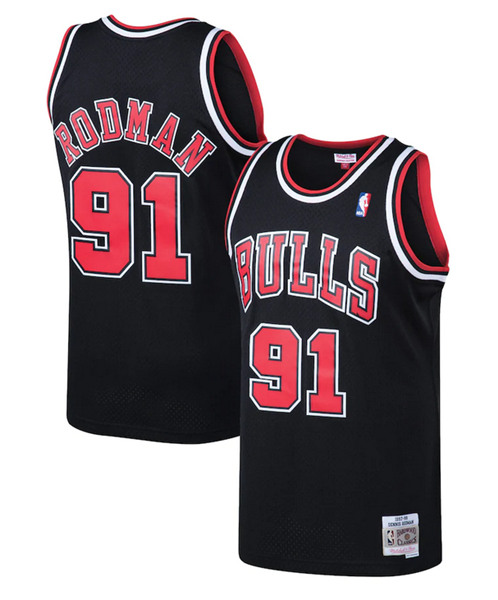 Men's Chicago Bulls #91 Dennis Rodman Black 1997-98 Throwback Stitched NBA Jersey