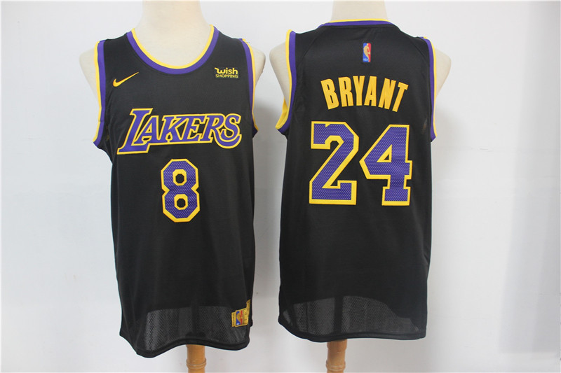 Men's Los Angeles Lakers Front #8 Back #24 Kobe Bryant 2021 Earned Edition Black Stitched NBA Jersey