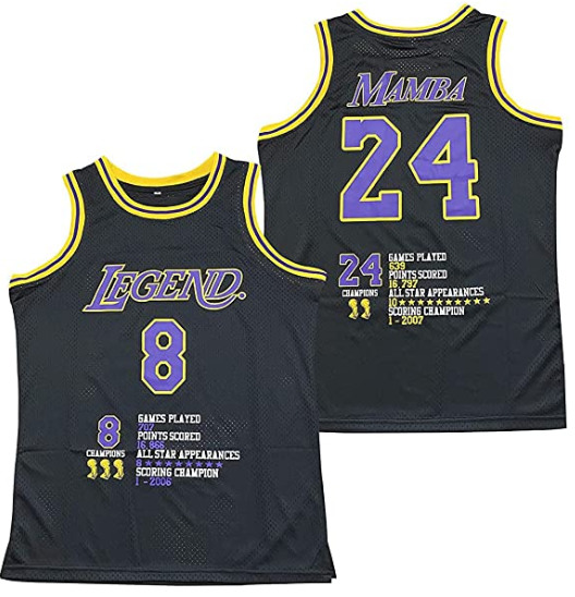 Men's Los Angeles Lakers Front #8 'Legend' Back #24 'Mamba' Kobe Bryant Black Stitched NBA Jersey