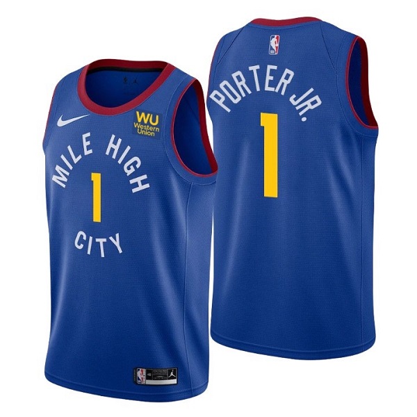 Men's Denver Nuggets #1 Michael Porter Jr. Blue Stitched NBA Jersey