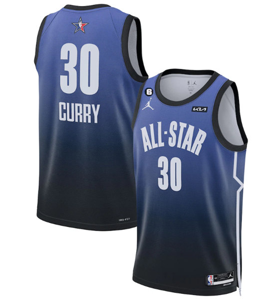 Men's Golden State Warriors #30 Stephen Curry Blue With NO.6 Patch Game Swingman Stitched Basketball Jersey