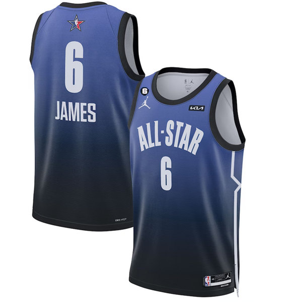 Men's Los Angeles Lakers #6 LeBron James Blue With NO.6 Patch Game Swingman Stitched Basketball Jersey
