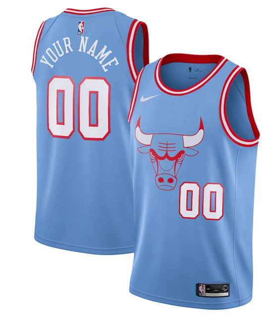 Men's Chicago Bulls Active Player Custom Blue City Edition Swingman Stitched Jersey