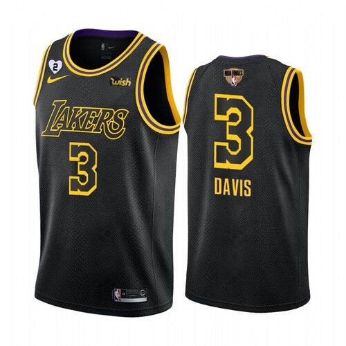 Men's Los Angeles Lakers #3 Anthony Davis Black 2020 Finals With GiGi Patch Stitched NBA Jersey